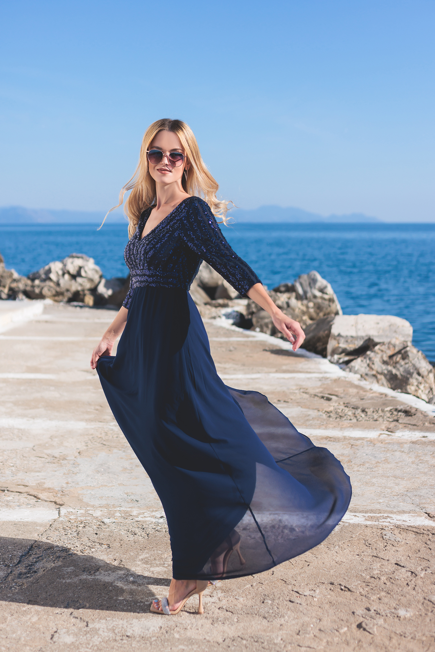 Dark Blue Maxi Dress by Tamara Bellis